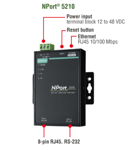 Moxa NPort 5210 - Convertisseur RS232 vers Ethernet